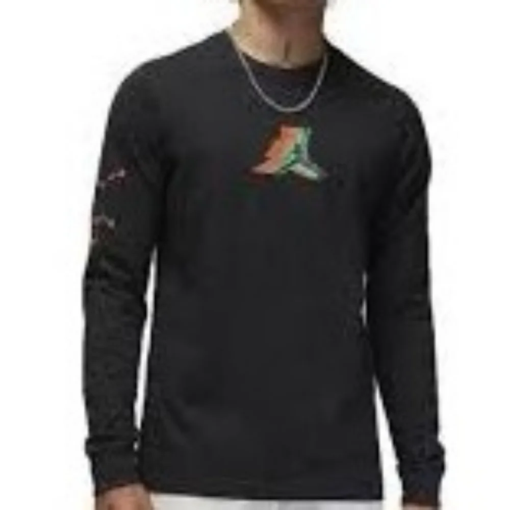 Men's Air Jordan Brand New Long-Sleeve T-Shirt 'Black Size L